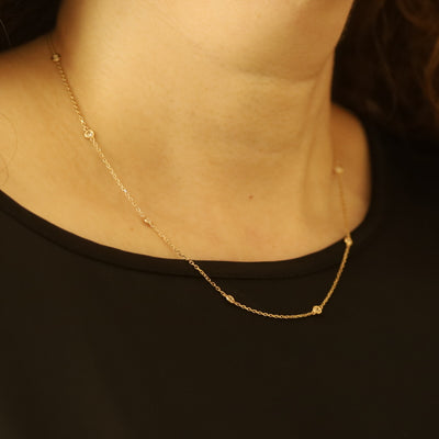 .56ctw Diamond Diamond Cut Cable Chain Station Necklace Yellow Gold