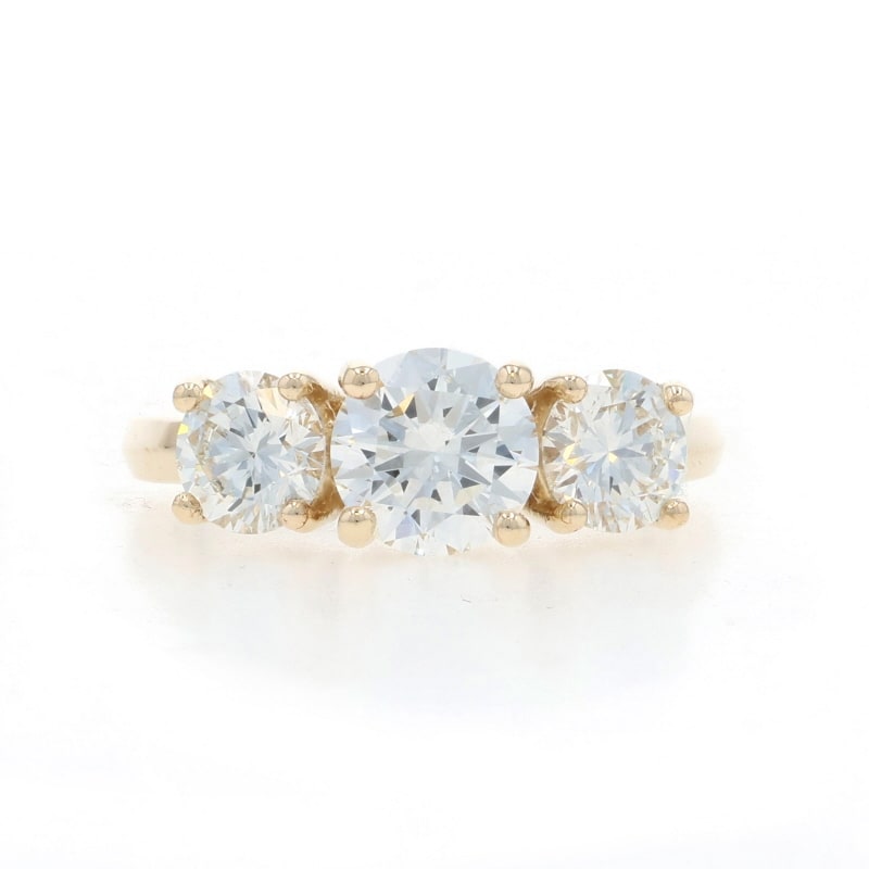 Three Stone 2.09ctw Diamond Women's Ring Yellow Gold