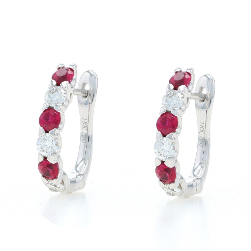 1.05ctw Ruby and Diamond Earrings White Gold