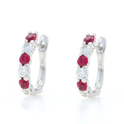 1.05ctw Ruby and Diamond Earrings White Gold