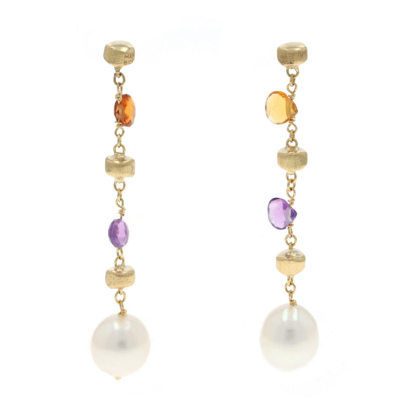 Marco Bicego Freshwater Pearl and Citrine Earrings Yellow Gold