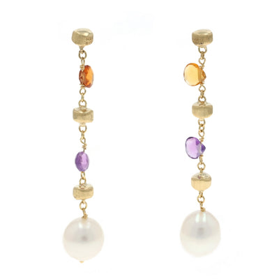 Marco Bicego Freshwater Pearl and Citrine Earrings Yellow Gold