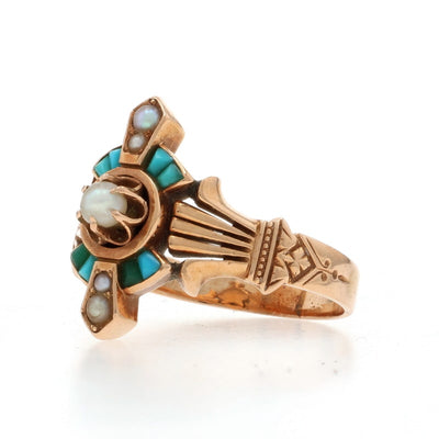 Pearl and Seed Pearl Women's Ring Rose Gold