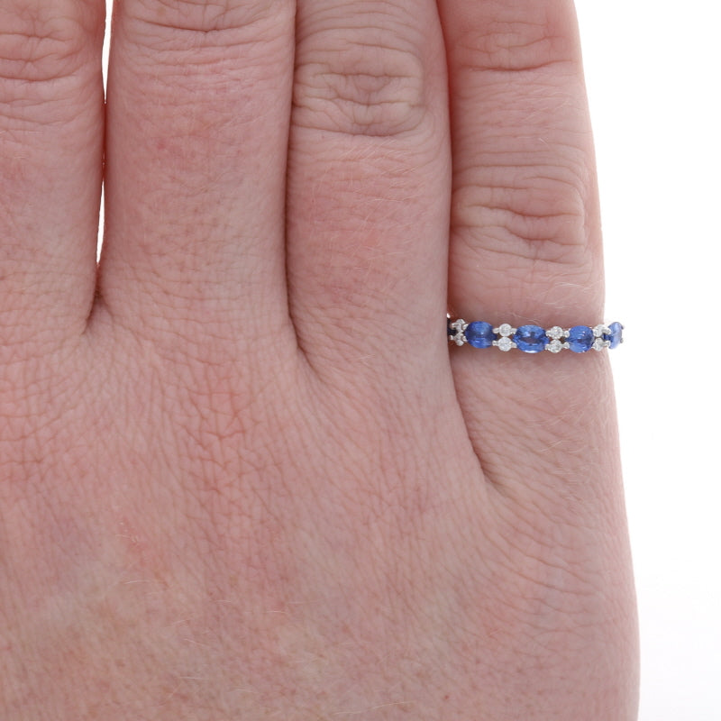 1.06ctw Sapphire and Diamond Band White Gold