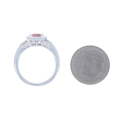 .59ctw Red Beryl/Emerald and Diamond Ring White Gold