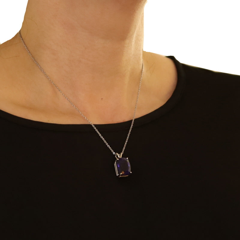 15.32ct Tanzanite Pendant Necklace White Gold