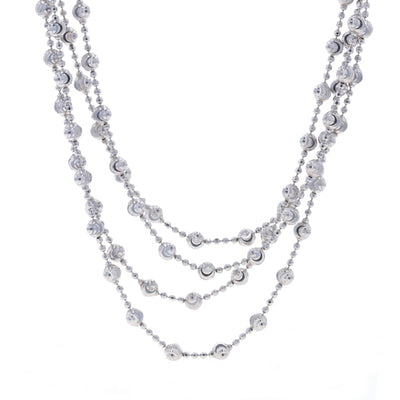 Fancy Diamond Cut Bead Chain Necklace Sterling Silver