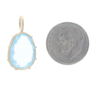 Sky Blue Topaz Women's Pendant Yellow Gold