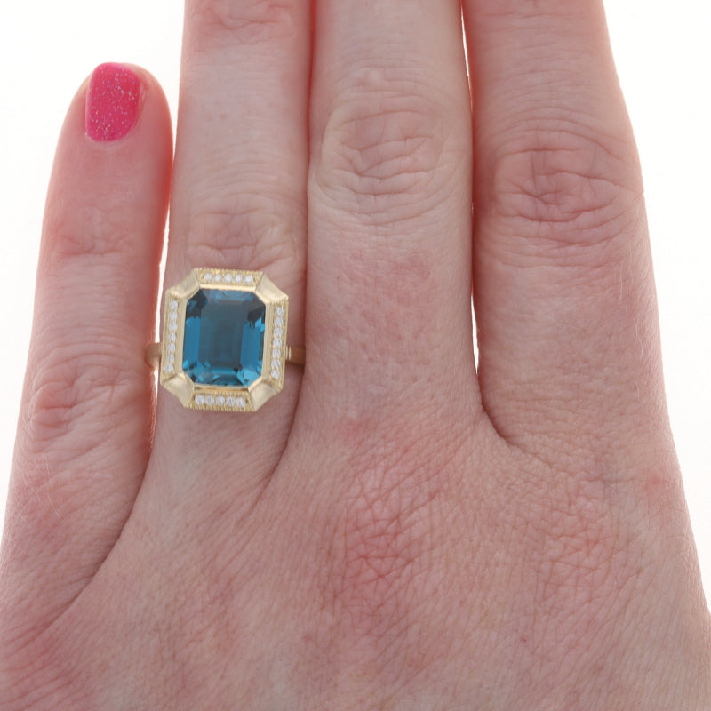 4.33ctw London Blue Topaz and Diamond Ring Yellow Gold