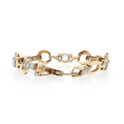 3.60ctw Aquamarine and Diamond Women's Bracelet Yellow Gold