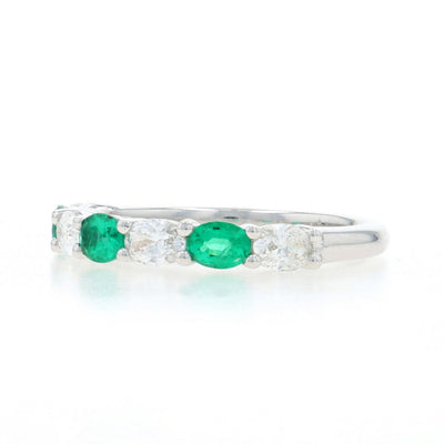 .99ctw Emerald and Diamond Band White Gold