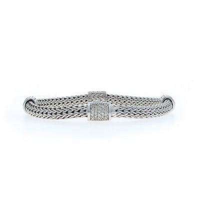 John Hardy 5mm Four Station Icon Bracelet .75ctw Diamond Bracelet Sterling Silver