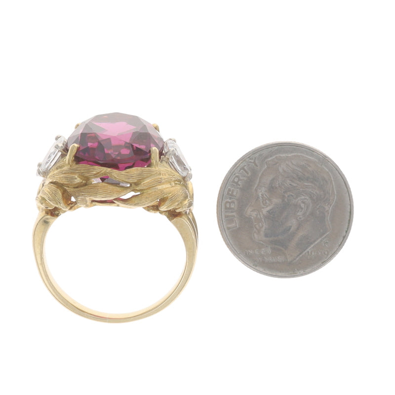 15.14ctw Rhodolite Garnet and Diamond Ring Yellow Gold