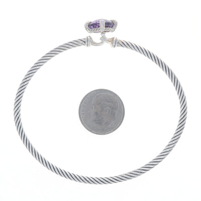 David Yurman Chatelaine Amethyst and Diamond Bracelet Sterling Silver