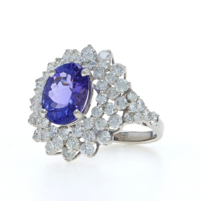 6.13ctw Tanzanite and Diamond Ring White Gold