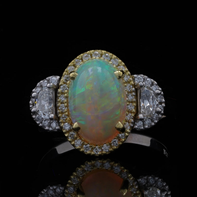 3.13ctw Australian Opal and Diamond Ring White Gold