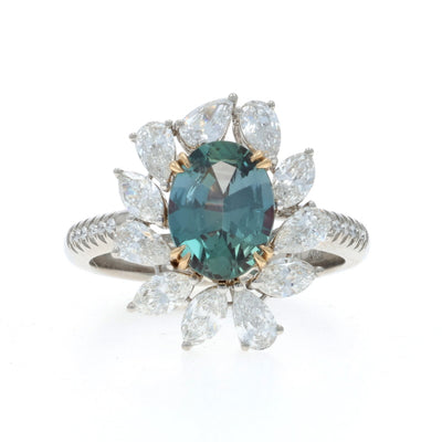 3.31ctw Alexandrite and Diamond Ring Platinum