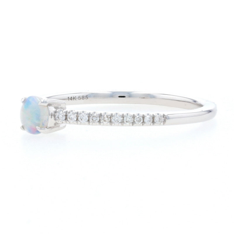 Opal and Diamond Ring White Gold