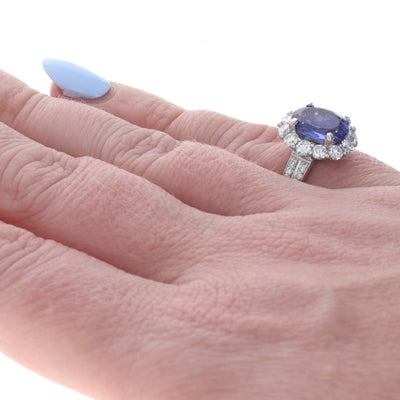 4.81ctw Tanzanite and Diamond Women's Ring White Gold
