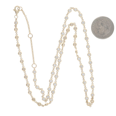 3.00ctw Diamond Women's Station Necklace Yellow Gold