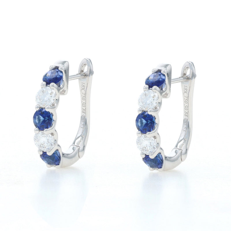 1.41ctw Sapphire and Diamond Earrings White Gold