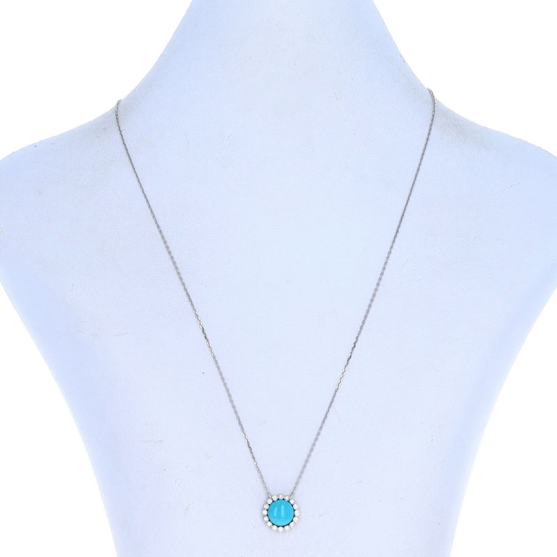 .25ctw Turquoise and Diamond Pendant Necklace White Gold