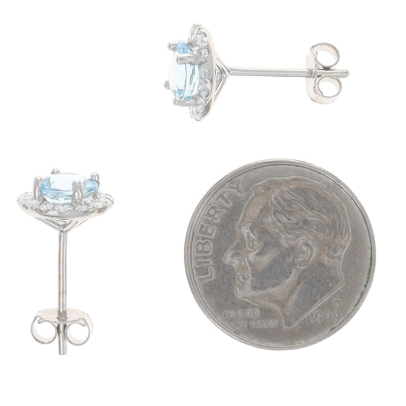 1.59ctw Aquamarine and Diamond Earrings White Gold
