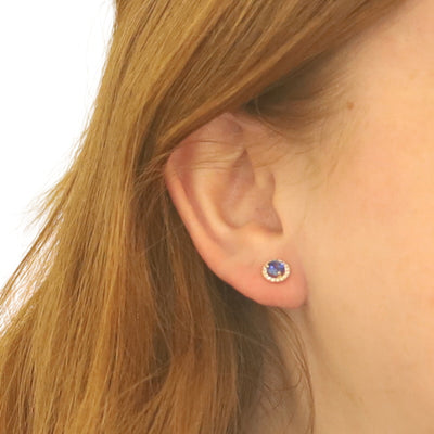 1.20ctw Sapphire and Diamond Earrings Yellow Gold