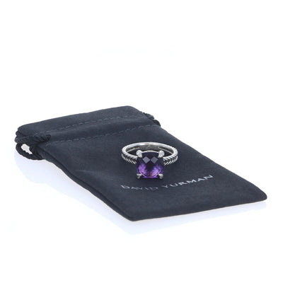 David Yurman Chatelaine Amethyst and Diamond Ring Sterling Silver