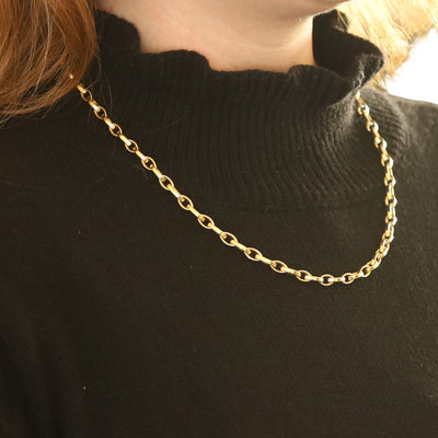 Roberto Coin Almond Link 22" Necklace Ruby Marquise Link Chain Necklace Yellow Gold