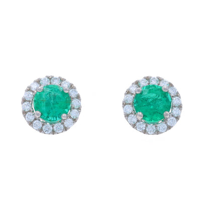 1.68ctw Emerald and Diamond Earrings White Gold