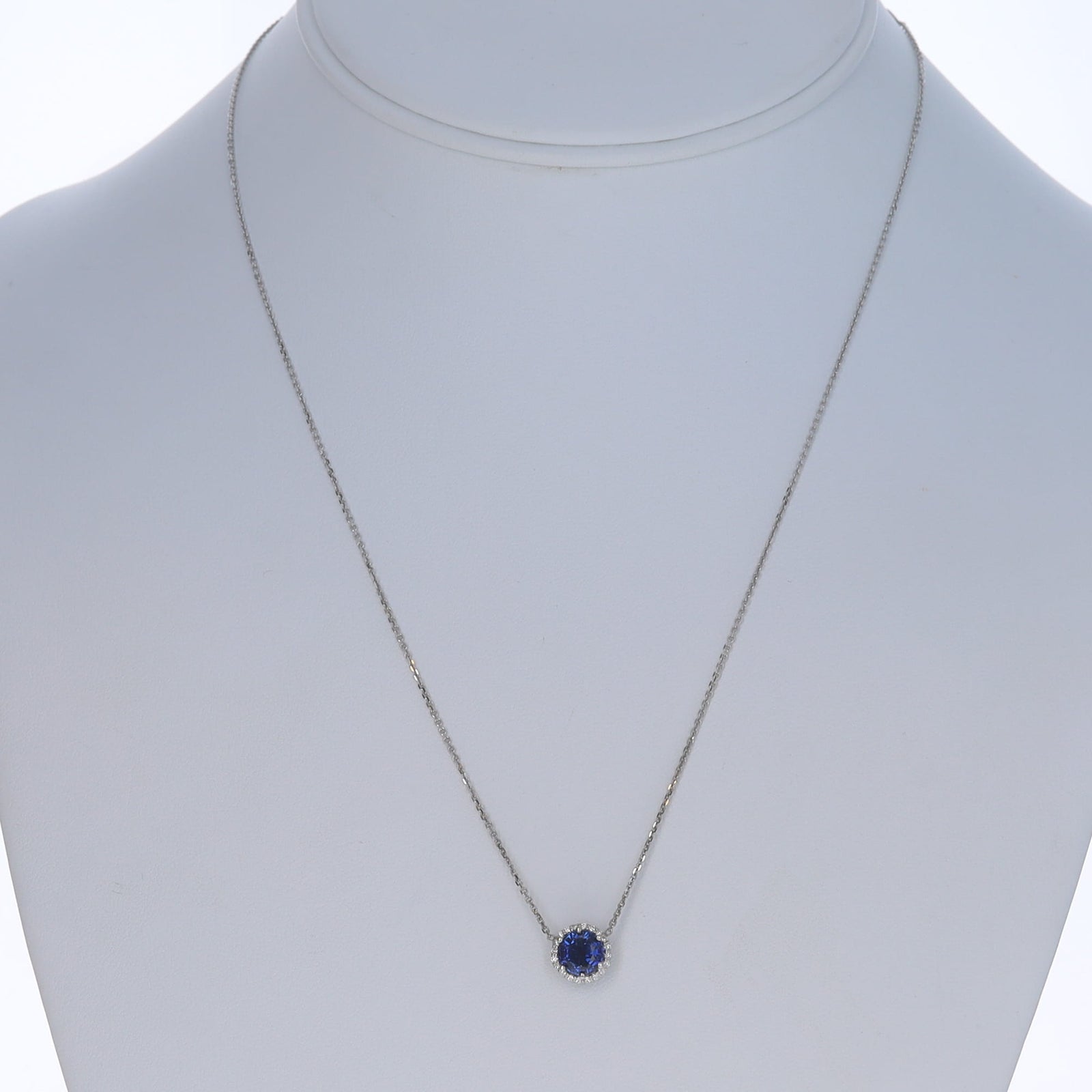 1.40ctw Sapphire and Diamond Pendant Necklace White Gold