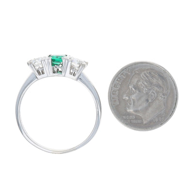 1.23ctw Emerald and Diamond Ring 900 Plat 100 Irid