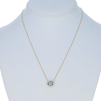 1.72ctw Aquamarine and Diamond Diamond Cut Cable Chain Pendant Necklace Yellow Gold