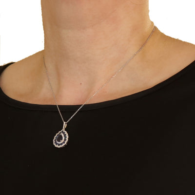 2.58ctw Sapphire and Diamond Pendant Necklace White Gold