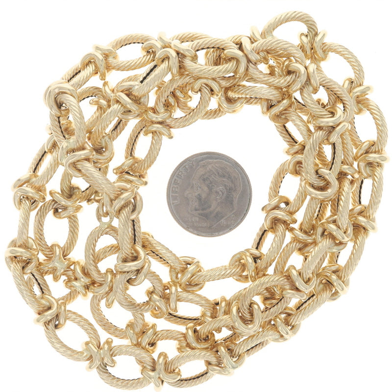 Fancy Link Chain Necklace Yellow Gold