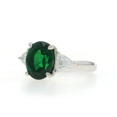 3.96ctw Tsavorite Garnet and Diamond Ring Platinum