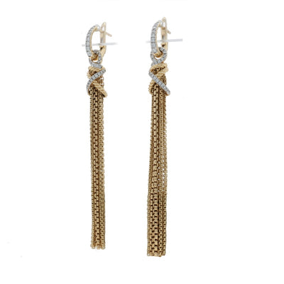 David Yurman Helena Tassle earrings, removable dangles .45ctw Diamond Women's Earrings Yellow Gold