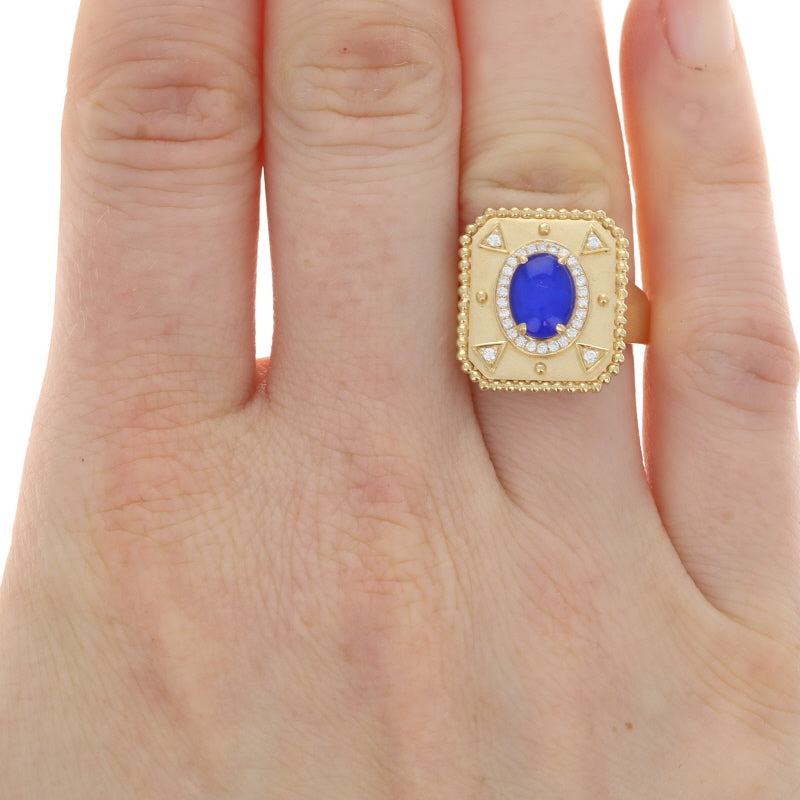 Doves Justinian 1.64 Lapis & Quartz Doublet and Diamond Yellow Gold