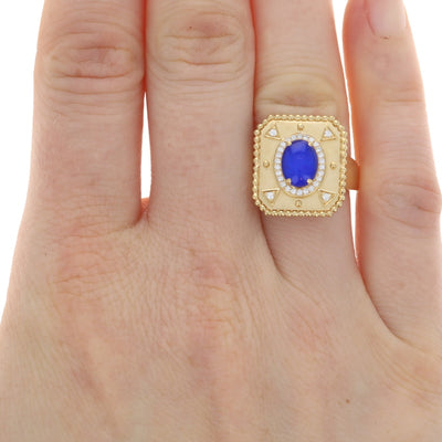 Doves Justinian 1.64 Lapis & Quartz Doublet and Diamond Yellow Gold