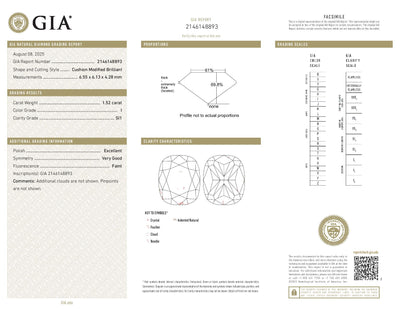 1.52ct Loose Diamond Cushion Diamond GIA