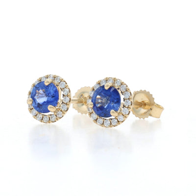 1.20ctw Sapphire and Diamond Earrings Yellow Gold