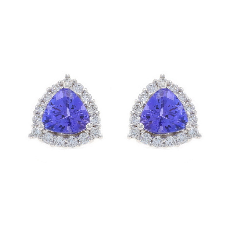 1.37ctw Tanzanite and Diamond Earrings White Gold