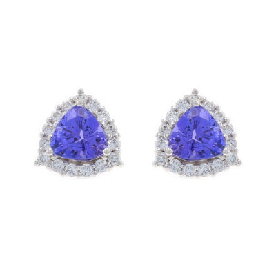 1.37ctw Tanzanite and Diamond Earrings White Gold