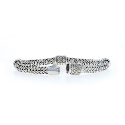 John Hardy 5mm Four Station Icon Bracelet .75ctw Diamond Bracelet Sterling Silver
