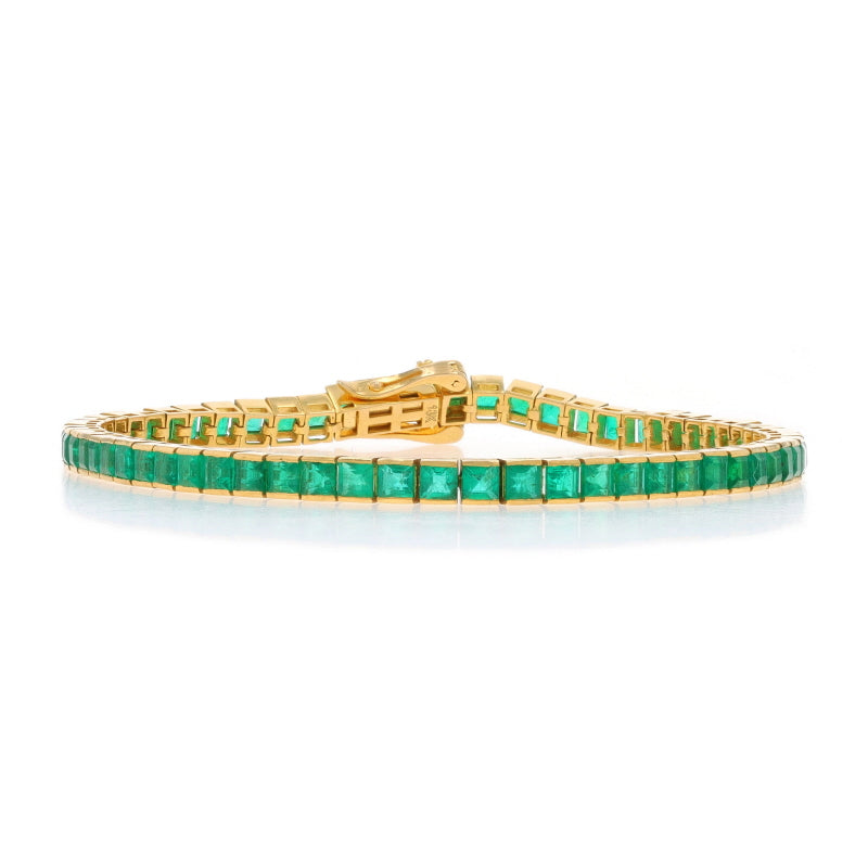 14.16ctw Emerald Bracelet Yellow Gold