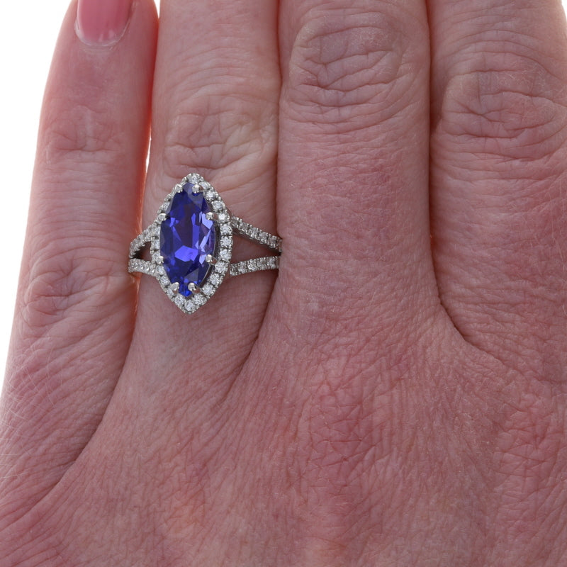 3.20ctw Tanzanite and Diamond Ring White Gold