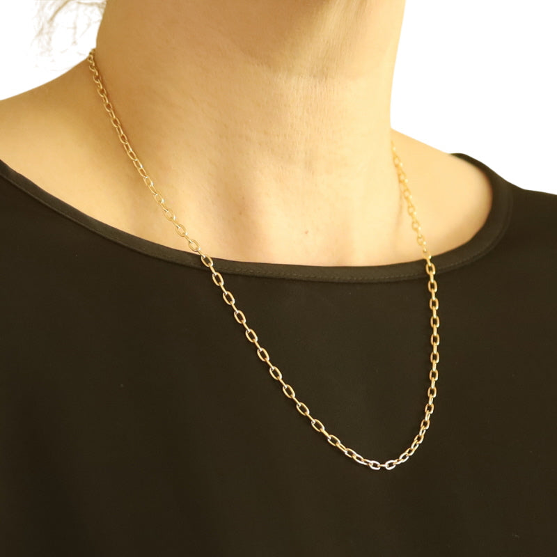 Mini Paperclip Cable Chain Necklace Yellow Gold