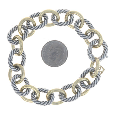 David Yurman Cable Oval Link Bracelet (older style with solid 18k gold links) Cable Bracelet Sterling Silver