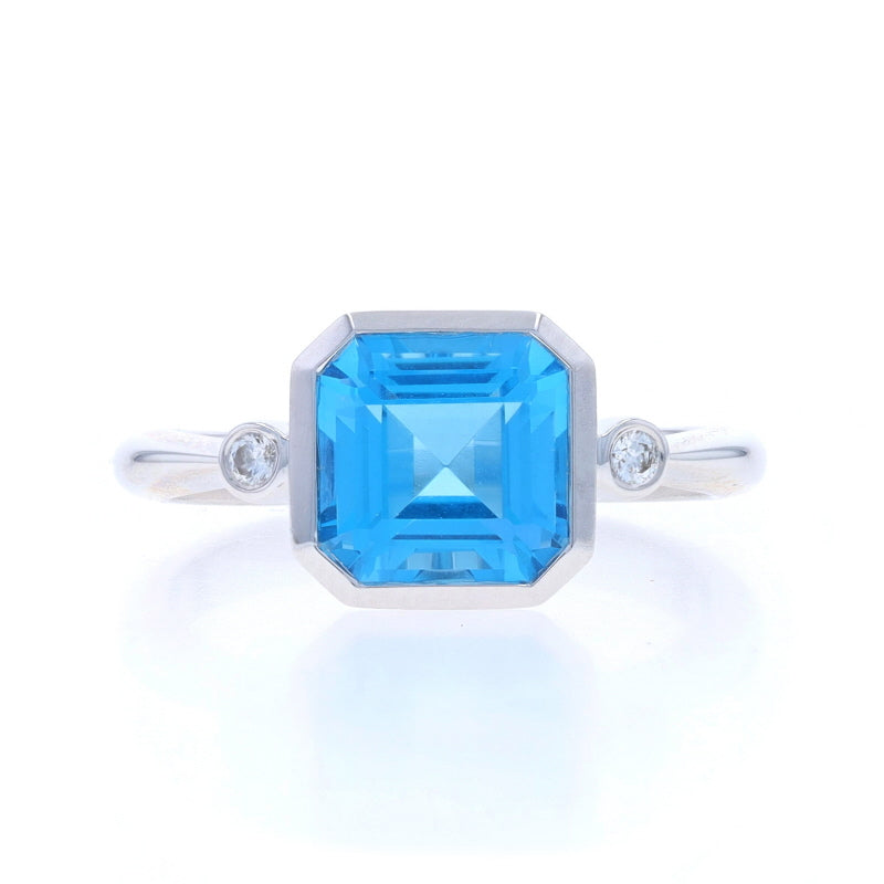 3.30ctw Blue Topaz and Diamond Ring White Gold